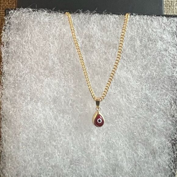 Tear evil eye 14k Solid Gold Pendant perfect gift for anyone birthday gift - Picture 4 of 4